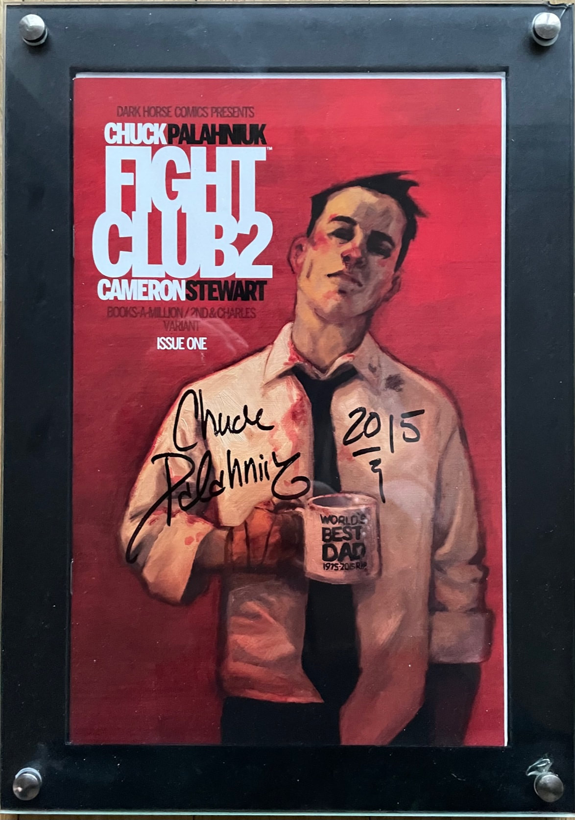 FIGHT CLUB 2 Issue #1 BOA variant - personally SIGNED by CHUCK PALAHNIUK,  framed